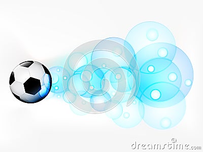 Flying football ball with abstract bubble shoot Cartoon Illustration