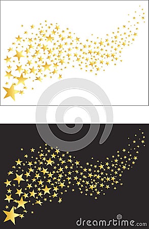 Flying golden stars. Vector Vector Illustration