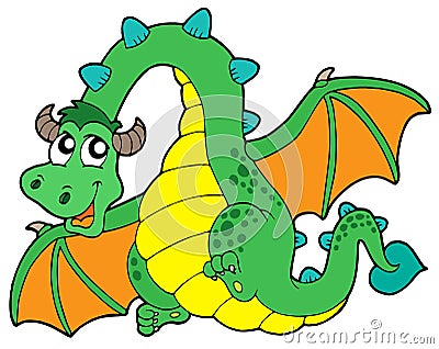 Flying green dragon Vector Illustration