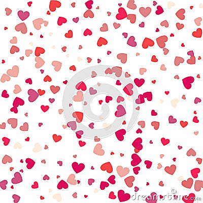 Flying heart confetti, valentines day vector background, romantic love vector simple texture. Vector Illustration