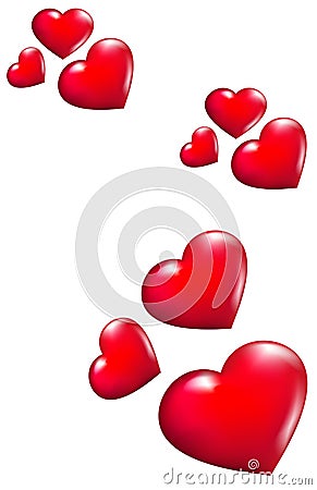 Flying hearts Vector Illustration