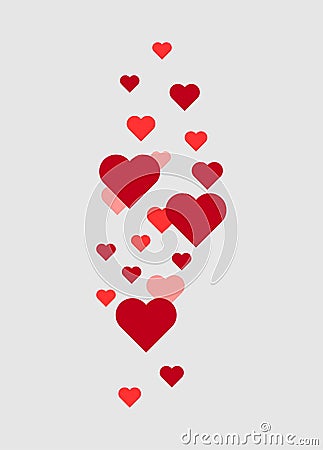 Flying hearts love icon, symbol on shadow background Vector Illustration