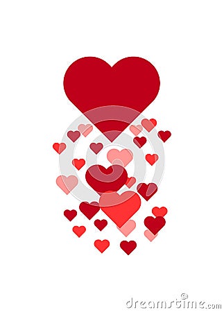 Flying hearts love icon, symbol on shadow background Vector Illustration