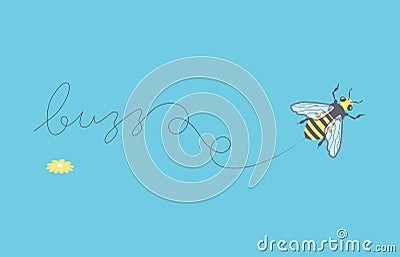 Flying honey bee buzz Vector Illustration