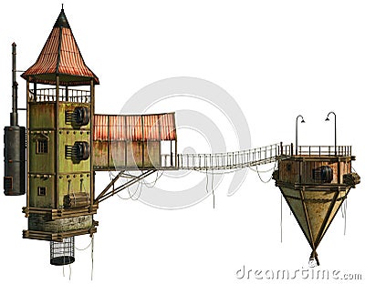 Flying houses Stock Photo