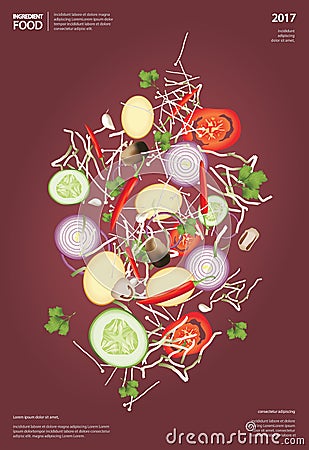 Flying Ingredient Food Vector Illustration