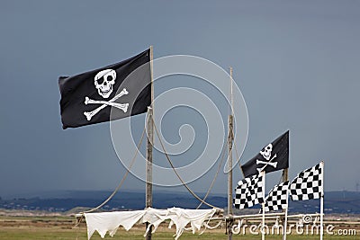 Flying the Jolly Roger Stock Photo