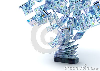 Flying Kazakh Tenge Stock Photo