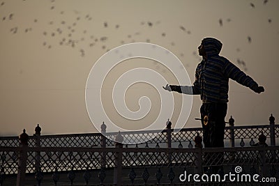 Flying a kite Editorial Stock Photo