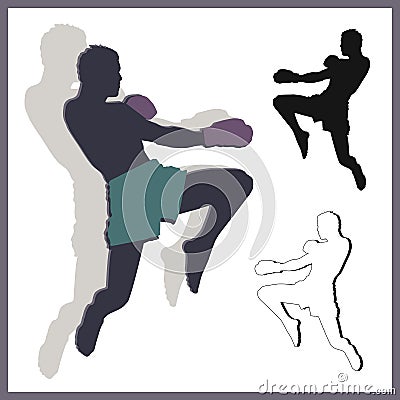 Flying knee of muay thai Vector Illustration