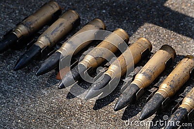 20 millimetre cannon shells. Editorial Stock Photo