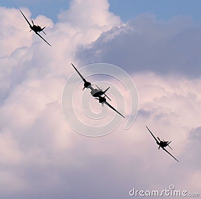 Spitfire and bristol Blenheim Mk 1. Editorial Stock Photo