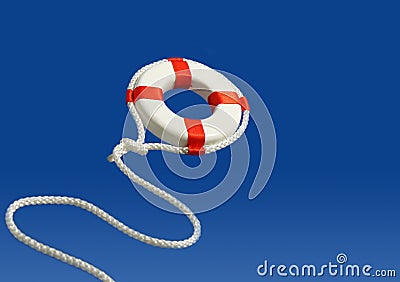 Flying life preserver for help Stock Photo