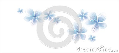 Flying light Blue White flowers isolated on White background. Apple-tree flowers. Cherry blossom. Vector EPS 10 cmyk Vector Illustration