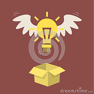 Flying light bulb Vector Illustration