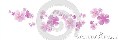 Flying light Purple Violet flowers isolated on white background. Apple-tree flowers. Cherry blossom. Vector EPS 10 cmyk Vector Illustration