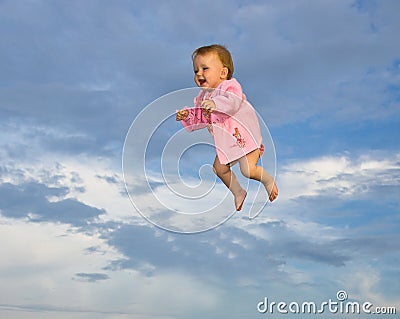 Flying little baby Stock Photo