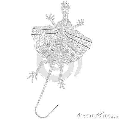 Flying lizard doodling Vector Illustration