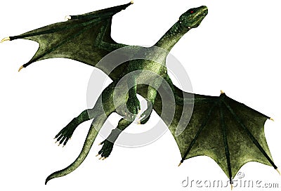 Flying Lizard Dragon Reptile Isolated Stock Photo
