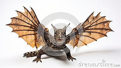 Flying lizard isolated on white. generated by AI tool. Stock Photo