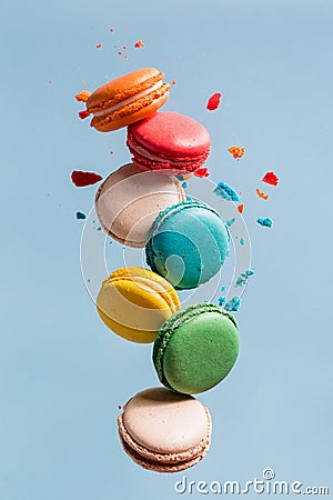 Flying Macarons Stock Photo