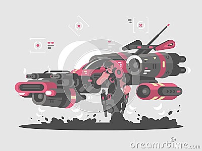 Flying machine of future Vector Illustration