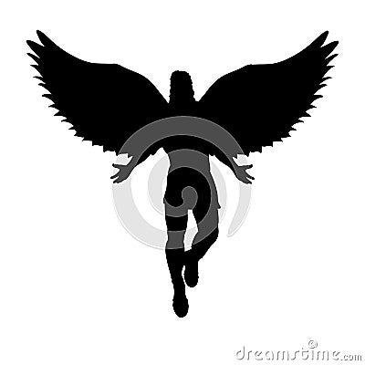 Flying man angel silhouette mythology symbol fantasy tale Vector Illustration