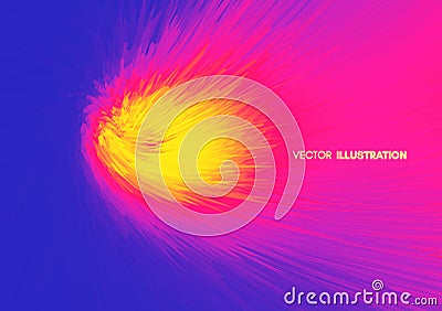 Flying meteor. Cosmic object. Futuristic design. Abstract background. 3D Vector illustration Vector Illustration