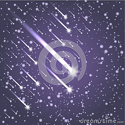 Flying meteors. Ultra violet. Vector Illustration