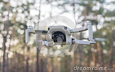 flying modern drone Stock Photo
