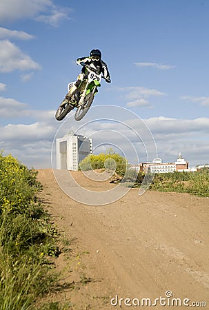 Flying moto Stock Photo