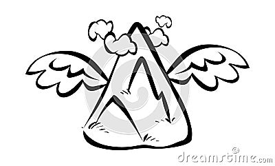 Flying mountain fantacy doodle art Vector Illustration