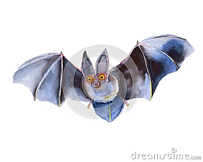 Flying mouse Halloween. Isolated. Watercolor illustration. Cartoon Illustration