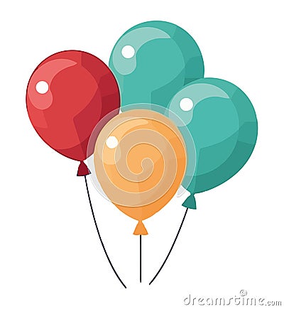 Flying multi colored balloons bring birthday joy Vector Illustration