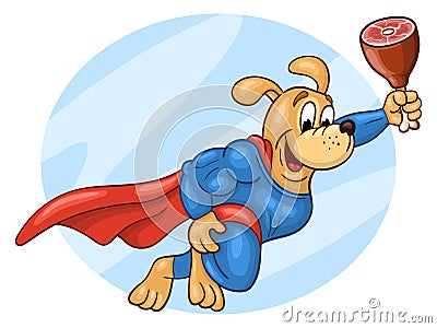 Super hero dog flying in the sky Vector Illustration