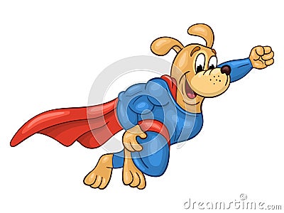 Flying super hero dog Vector Illustration