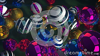 Flying New Year Sparkling Balls Stock Photo