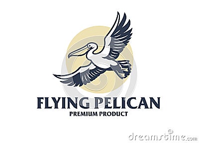 Flying Pelican Elegent logo style Vector Illustration