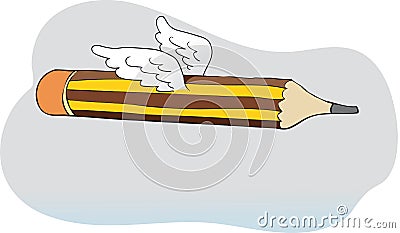 Flying pencil Vector Illustration