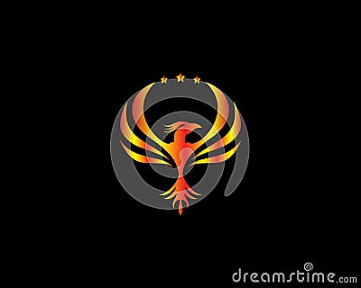 Flying Phoenix Abstract Logo Design Vector Illustration