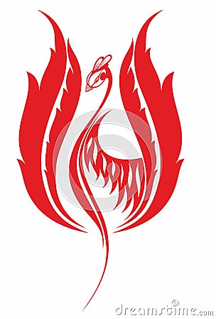 Flying Phoenix Fire Bird. Abstract Logo design of bird. Tribal vector design. Vector Illustration