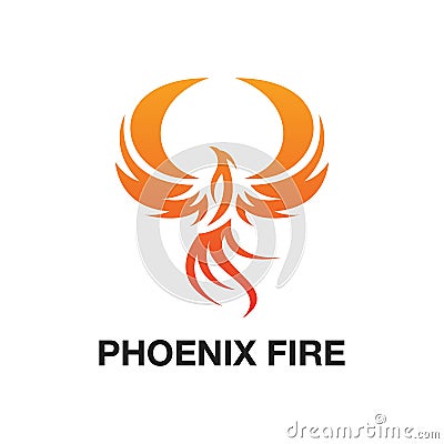 Flying Phoenix Fire Bird abstract Logo design vector template. Dove Eagle Logotype concept icon. Vector high quality design concep Vector Illustration