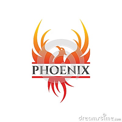 Flying Phoenix Fire Bird abstract Logo design vector template. Upward Dove Eagle Logotype concept icon. Vector design Vector Illustration
