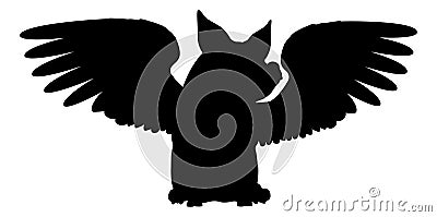 Flying Pig Wings Silhouette Saying Pigs Might Fly Vector Illustration