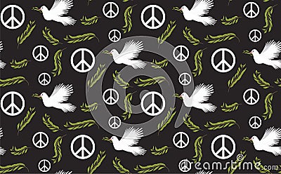 Flying Pigeon. Dove of peace. International day of peace seamless pattern background Vector Illustration