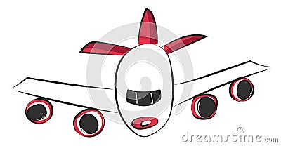 A flying plane in front vector or color illustration Vector Illustration