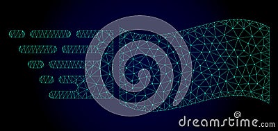 Flying Rectangle Polygonal Frame Vector Mesh with Fast Motion Effect Vector Illustration