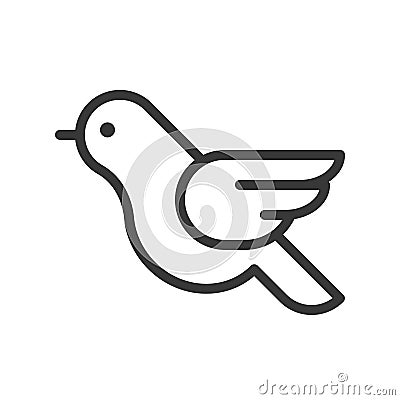 Flying robin bird, Merry Christmas icon set, outline design edit Vector Illustration