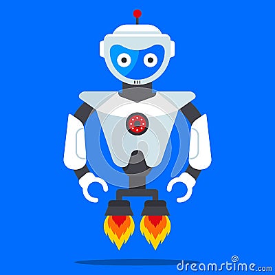 Flying robot from the future. Vector Illustration
