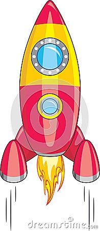 Flying rocket isolated on white Vector Illustration